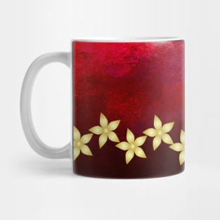 Gold flowers on bold red and black grunge texture Mug